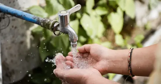 Using outdoor faucet